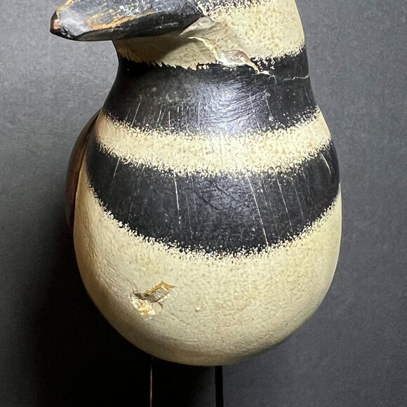 Hand Carved & Hand Painted Wooden Decorative Killdeer Bird Sculpture Figure 8" - Picture 4 of 8